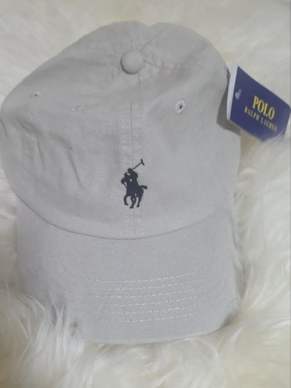 Polo by Ralph Lauren Light Gray Cap with Navy Polo Logo